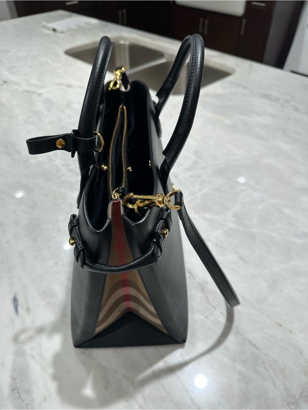 Burberry Black Leather Satchel with Gold Hardware - Picture 2 of 16